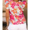 Azura Exchange Floral Print V Neck Blouse – L