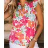 Azura Exchange Floral Print V Neck Blouse – L