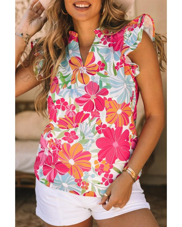 Azura Exchange Floral Print V Neck Blouse – L