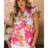 Azura Exchange Floral Print V Neck Blouse – L