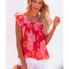 Azura Exchange Ruffle Sleeve Floral Blouse – L