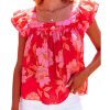 Azura Exchange Ruffle Sleeve Floral Blouse – L