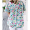 Azura Exchange O-Neck Short Sleeve Floral Print Babydoll Blouse – L