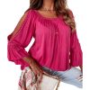 Azura Exchange Lace Crochet Cut-Out Ruffle Blouse – L