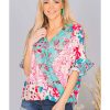 Azura Exchange Leopard Floral Mixed Print Ruffle Sleeve Blouse – L