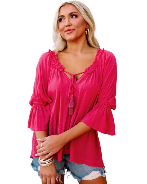 Azura Exchange Frilled Ruffled Sleeve Shift Top – L