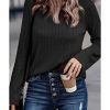 Azura Exchange Ribbed Round Neck Knit Long Sleeve Top – L