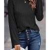 Azura Exchange Ribbed Round Neck Knit Long Sleeve Top – L