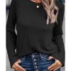 Azura Exchange Ribbed Round Neck Knit Long Sleeve Top – L