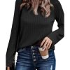 Azura Exchange Ribbed Round Neck Knit Long Sleeve Top – L