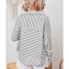 Azura Exchange Striped Thumbhole Drop Shoulder V Neck Top – L