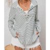 Azura Exchange Striped Thumbhole Drop Shoulder V Neck Top – L