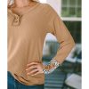 Azura Exchange Leopard Cuffs Ribbed Henley Top – L