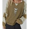 Azura Exchange Patch Waffle Knit Bubble Sleeve Top – 2XL