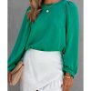 Azura Exchange Satin Puff Long Sleeve Crewneck Blouse – S