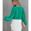 Azura Exchange Satin Puff Long Sleeve Crewneck Blouse – S