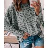 Azura Exchange Animal Print Stitching Loose Long Sleeve Top – L