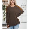 Azura Exchange Ribbed Knit Top with Unique Patchwork Design – L