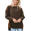 Azura Exchange Ribbed Knit Top with Unique Patchwork Design – L