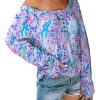 Azura Exchange Printed Wide Neck Thumbhole Sleeve Henley Top – L