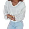 Azura Exchange Embroidered Patchwork Puff Sleeve Blouse – L