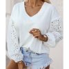 Azura Exchange Embroidered Patchwork Puff Sleeve Blouse – L