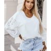 Azura Exchange Embroidered Patchwork Puff Sleeve Blouse – L