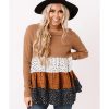 Azura Exchange Ribbed Tiered Ruffled Flowy Top – L