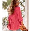 Azura Exchange Half Buttoned Ruffle Tiered Long Sleeve Blouse – L