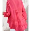 Azura Exchange Half Buttoned Ruffle Tiered Long Sleeve Blouse – L