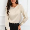 Azura Exchange Asymmetric V Neck Satin Blouse – L