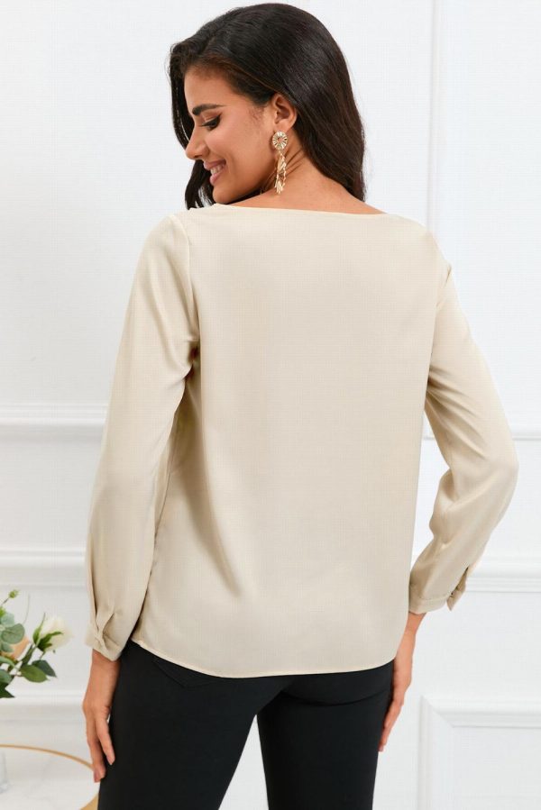 Azura Exchange Asymmetric V Neck Satin Blouse – L