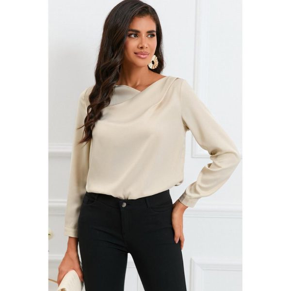 Azura Exchange Asymmetric V Neck Satin Blouse – L