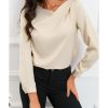 Azura Exchange Asymmetric V Neck Satin Blouse – L