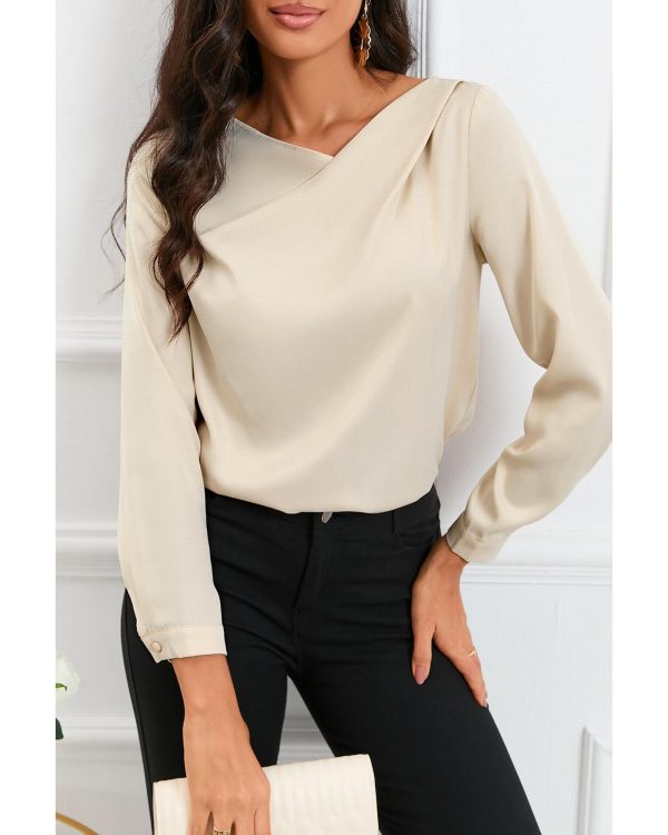 Azura Exchange Asymmetric V Neck Satin Blouse – L