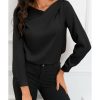 Azura Exchange Asymmetric V Neck Satin Blouse – L