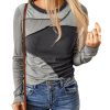 Azura Exchange Exposed Seam Color Block Ribbed Knit Top – M