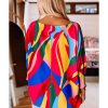 Azura Exchange Abstract Print Smocked Puff Sleeve Blouse – M