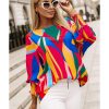 Azura Exchange Abstract Print Smocked Puff Sleeve Blouse – M