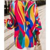 Azura Exchange Abstract Print Smocked Puff Sleeve Blouse – M