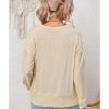 Azura Exchange Lace Trim V Neck Long Sleeve Top – L