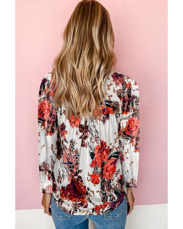 Azura Exchange Retro Floral Long Sleeve Blouse – L