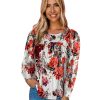 Azura Exchange Retro Floral Long Sleeve Blouse – L