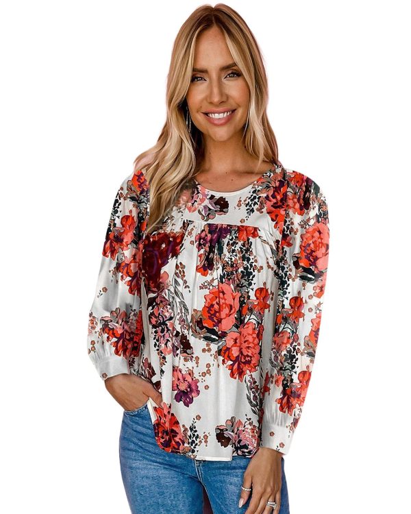 Azura Exchange Retro Floral Long Sleeve Blouse – L