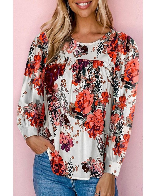 Azura Exchange Retro Floral Long Sleeve Blouse – L