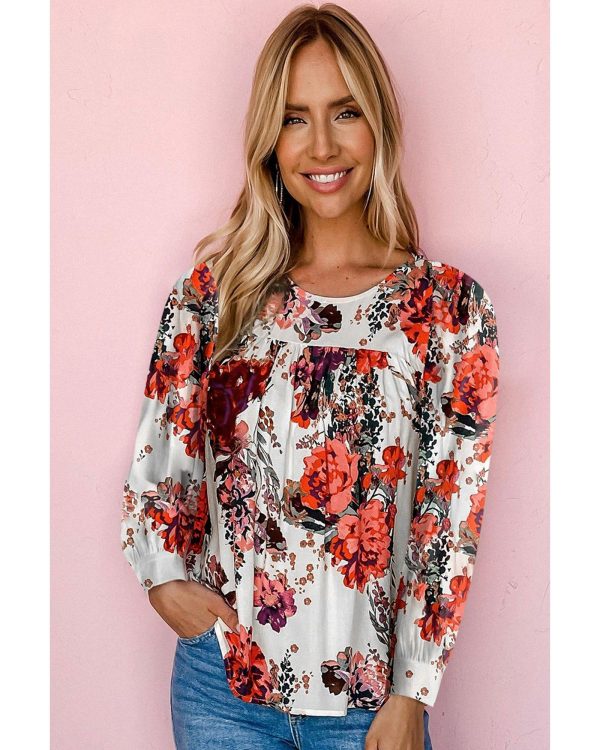 Azura Exchange Retro Floral Long Sleeve Blouse – L