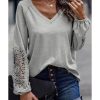 Azura Exchange Crochet Lace Patch Raglan Sleeve Top – M