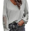 Azura Exchange Crochet Lace Patch Raglan Sleeve Top – M