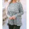 Azura Exchange Leopard Print Long Sleeve Ruffled Blouse – L