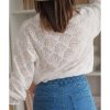 Azura Exchange Exaggerated Silhouette White Lace Blouse with Hollow Outs – L